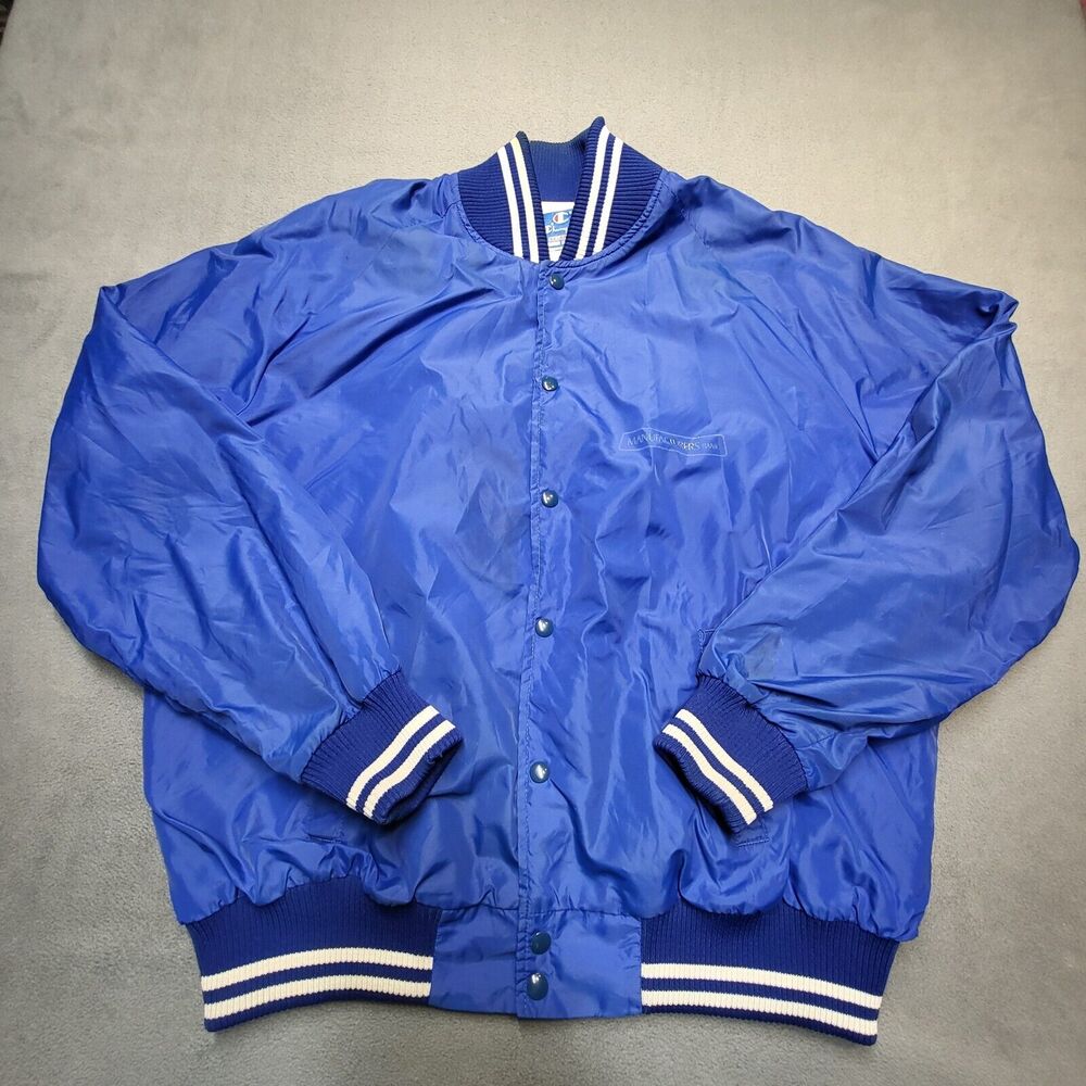 Vintage Champion Jacket Mens 2XL Blue Button Track Jacket Running